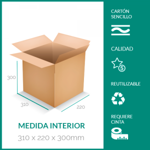 cajas de cartón para mudanzas 310x220x300 mm